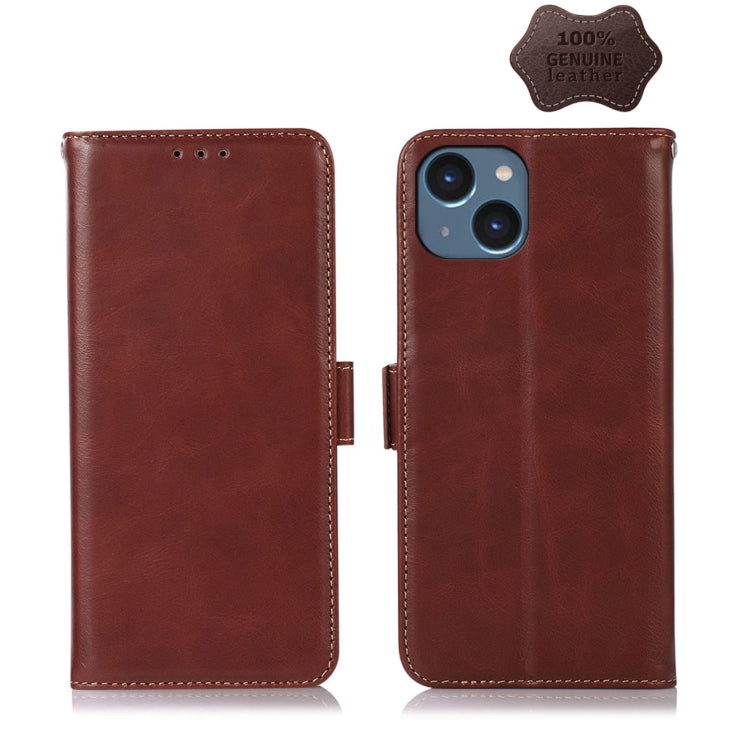 Crazy Horse Top Layer Cowhide Leather Phone Case, For iPhone 14, For iPhone 14 Plus, For iPhone 14 Pro Max, For iPhone 14 Pro