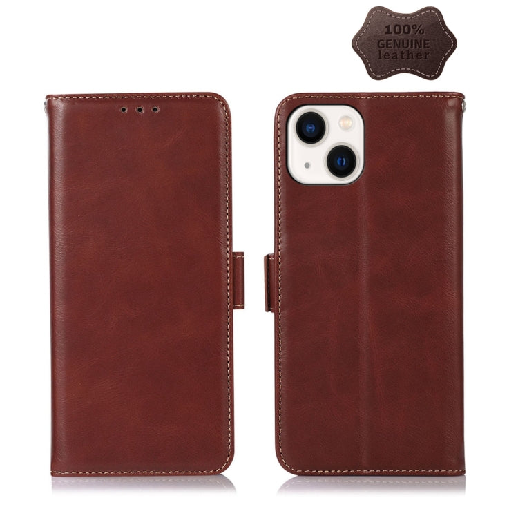 Crazy Horse Top Layer Cowhide Leather Phone Case, For iPhone 14, For iPhone 14 Plus, For iPhone 14 Pro Max, For iPhone 14 Pro