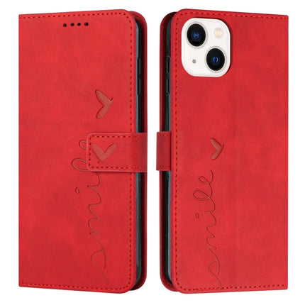 Skin Feel Heart Pattern Leather Phone Case, For iPhone 13, For iPhone 13 Pro, For iPhone 13 Pro Max, For iPhone 12 / 12 Pro