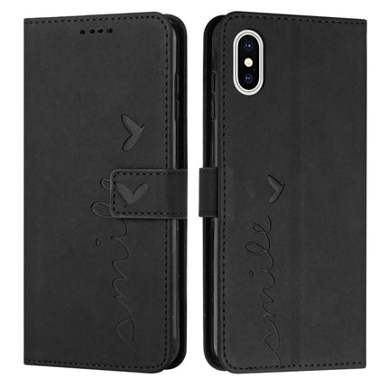 Skin Feel Heart Pattern Leather Phone Case, For iPhone XS / X, For iPhone XS Max, For iPhone XR, For iPhone SE 2022 / SE 2020 / 8 / 7