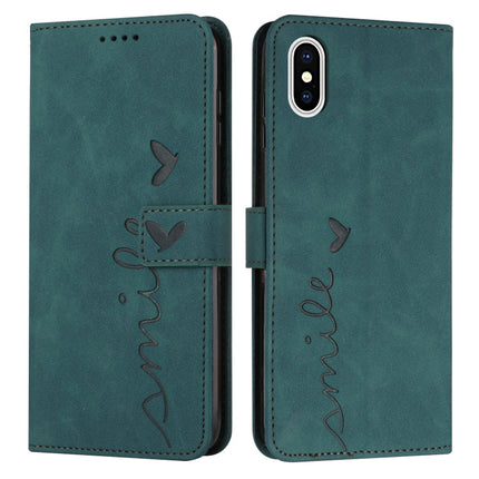 Skin Feel Heart Pattern Leather Phone Case, For iPhone XS / X, For iPhone XS Max, For iPhone XR, For iPhone SE 2022 / SE 2020 / 8 / 7