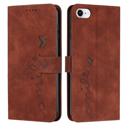 Skin Feel Heart Pattern Leather Phone Case, For iPhone XS / X, For iPhone XS Max, For iPhone XR, For iPhone SE 2022 / SE 2020 / 8 / 7