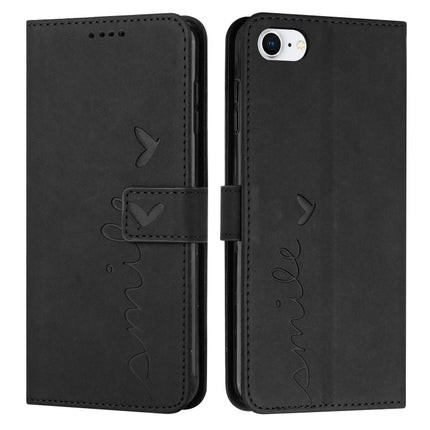 Skin Feel Heart Pattern Leather Phone Case, For iPhone XS / X, For iPhone XS Max, For iPhone XR, For iPhone SE 2022 / SE 2020 / 8 / 7