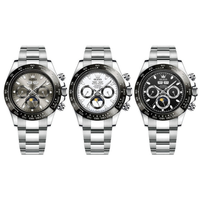 OLEVS 6654 Multifunction Dial Mechanical Movement Men Watch