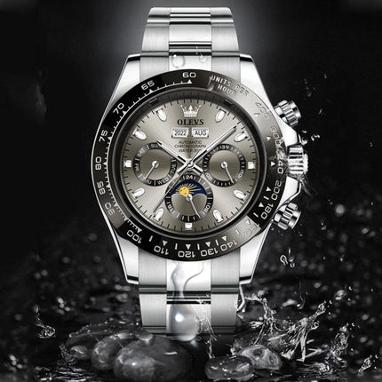OLEVS 6654 Multifunction Dial Mechanical Movement Men Watch