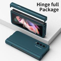 Macaron Hinge Phone Case with Stylus Pen Fold Edition & Protective Film, For Samsung Galaxy Z Fold3 5G
