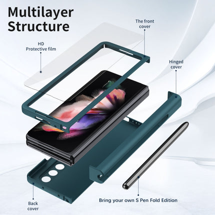 Macaron Hinge Phone Case with Stylus Pen Fold Edition & Protective Film, For Samsung Galaxy Z Fold3 5G