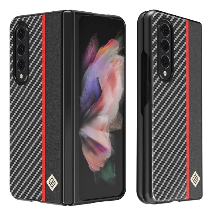 LC.IMEEKE Carbon Fiber Horizontal Flip Leather Phone Case, For Samsung Galaxy Z Fold4 5G