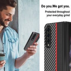 LC.IMEEKE Carbon Fiber Horizontal Flip Leather Phone Case, For Samsung Galaxy Z Flip4 5G, For Samsung Galaxy Z Fold4 5G