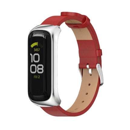 MIJOBS Metal Case Microfiber Leather Watch Band, For Samsung Galaxy Fit 2