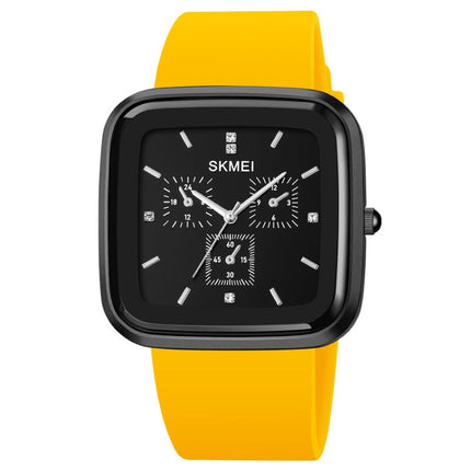 SKMEI 1902 Stainless Steel Buckle Silicone Strap Waterproof Quartz Watch