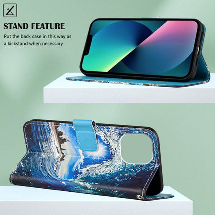 Painted Flat Texture Leather Case with Lanyard & Card Slot & Wallet & Holder, For iPhone 14, For iPhone 14 Plus, For iPhone 14 Pro