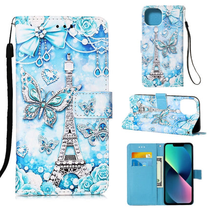Painted Flat Texture Leather Case with Lanyard & Card Slot & Wallet & Holder, For iPhone 14, For iPhone 14 Plus, For iPhone 14 Pro