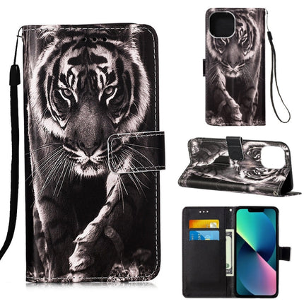 Painted Flat Texture Leather Case with Lanyard & Card Slot & Wallet & Holder, For iPhone 14, For iPhone 14 Plus, For iPhone 14 Pro