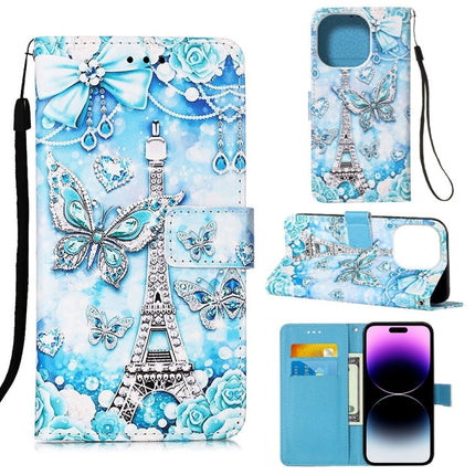 Painted Flat Texture Leather Case with Lanyard & Card Slot & Wallet & Holder, For iPhone 14, For iPhone 14 Plus, For iPhone 14 Pro