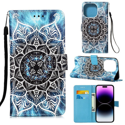 Painted Flat Texture Leather Case with Lanyard & Card Slot & Wallet & Holder, For iPhone 14 Pro Max