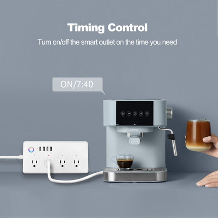 SM-SO301-U 2500W 4 Holes + 4 USB Smart Power Strip, US Plug, ZigBee 10A, WiFi 10A