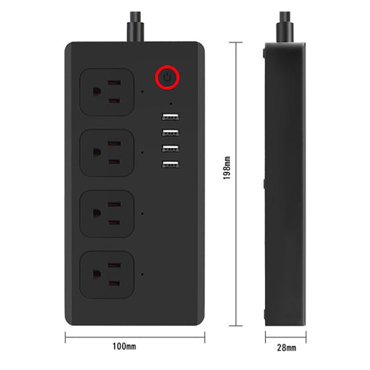 SM-SO301-U 2500W 4 Holes + 4 USB Smart Power Strip, US Plug, WiFi 10A, ZigBee 10A