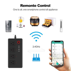 SM-SO301-U 2500W 4 Holes + 4 USB Smart Power Strip, US Plug, WiFi 10A, ZigBee 10A