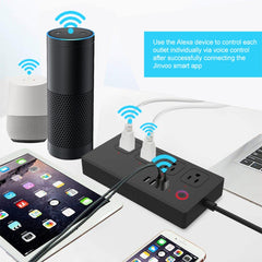 SM-SO301-U 2500W 4 Holes + 4 USB Smart Power Strip, US Plug, WiFi 10A, ZigBee 10A