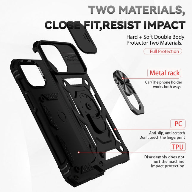 Sliding Camshield Holder Phone Case, For iPhone 14, For iPhone 14 Plus, For iPhone 14 Pro
