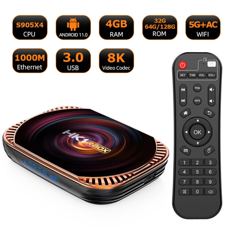 MECOOL HK1RBOX X4 4K TV Box, Android 11 Amlogic S905X4 CPU with RC