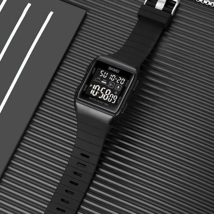 SKMEI 1960 Stainless Steel Buckle Silicone Strap Waterproof Electronic Watch