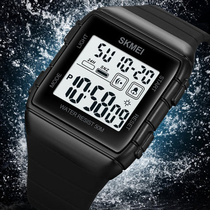 SKMEI 1960 Stainless Steel Buckle Silicone Strap Waterproof Electronic Watch