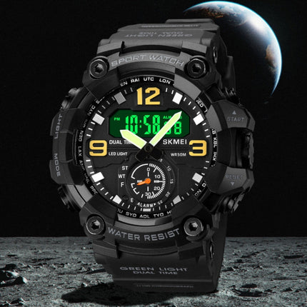 SKMEI 1965 Stainless Steel Buckle PU Strap Waterproof Electronic Watch