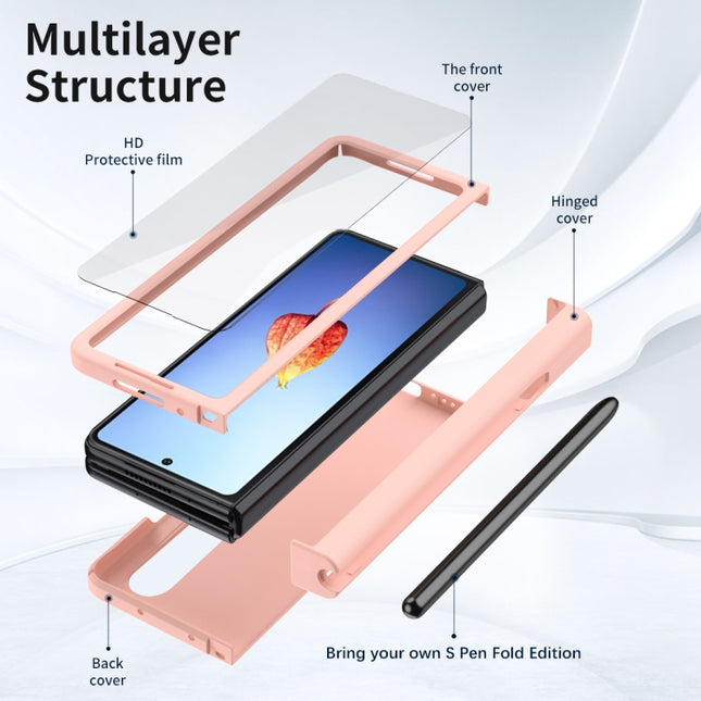 Macaron Hinge Phone Case with Stylus Pen Fold Edition & Protective Film, For Samsung Galaxy Z Fold4