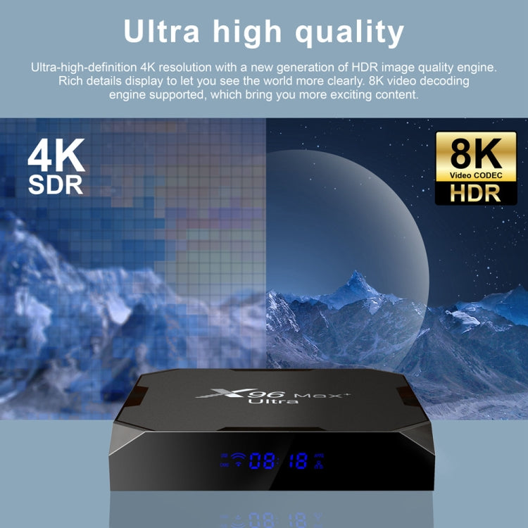 H96 Max+ Ultra 4GB+64GB Amlogic S905X4 8K Smart TV BOX Android 11.0 Media Player, 4GB+64GB, AU Plug, 4GB+64GB,EU Plug, 4GB+64GB,US Plug, 4GB+64GB,UK Plug