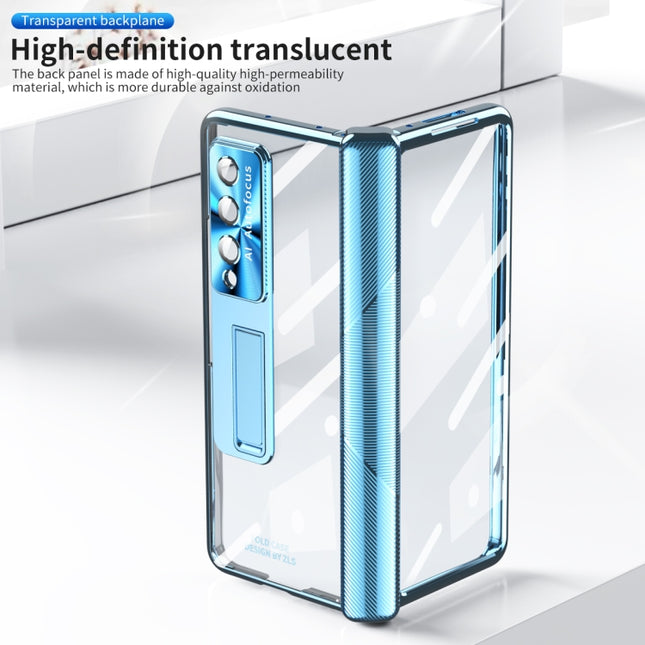 Magnetic Hinges Plating Phone Case with Holder, For Samsung Galaxy Z Fold3 5G