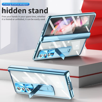 Magnetic Hinges Plating Phone Case with Holder, For Samsung Galaxy Z Fold3 5G