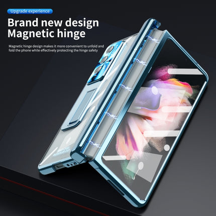 Magnetic Hinges Plating Phone Case with Holder, For Samsung Galaxy Z Fold3 5G