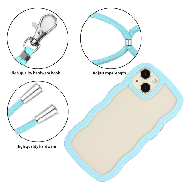 Lanyard Candy Color Wave TPU Clear PC Phone Case, For iPhone 13, For iPhone 13 Pro, For iPhone 13 Pro Max, For iPhone 12 / 12 Pro