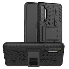 Tire Texture Shockproof TPU+PC Protective Case with Holder, For Galaxy A01, For Motorola One Macro, For OPPO Realme XT, For Motorola G8 Play