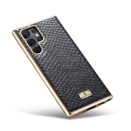 Fierre Shann  Snake Texture Electroplating PU Phone Case, For Samsung Galaxy S22 5G, For Samsung Galaxy S22+ 5G, For Samsung Galaxy S22 Ultra 5G