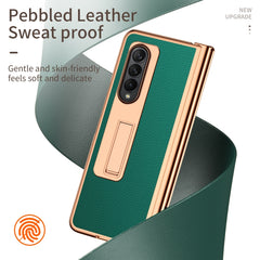 Litchi Texture Leather Hinged Electroplated Phone Case with Pen, For Samsung Galaxy Z Fold4