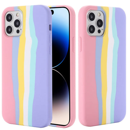 Rainbow Liquid Silicone Phone Case, For iPhone 14, For iPhone 14 Plus, For iPhone 14 Pro Max, For iPhone 14 Pro
