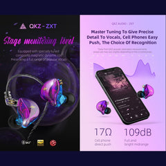 QKZ ZXT Sports In-ear Wired Control Plug HIFI Stereo Stage Monitor Earphone
