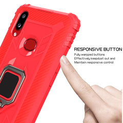 Carbon Fiber Protective Case with 360 Degree Rotating Ring Holder, For Samsung Galaxy A10s, For Samsung Galaxy A20s, For Samsung Galaxy A21 (European Version), For Samsung Galaxy A40, For Samsung Galaxy A70, For Samsung Galaxy A70s