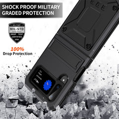 Metal Shock-proof Phone Case With Holder, For Samsung Galaxy Z Flip4, For Samsung Galaxy Z Flip3 5G, For Samsung Galaxy Z Fold4