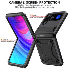 Metal Shock-proof Phone Case With Holder, For Samsung Galaxy Z Flip4, For Samsung Galaxy Z Flip3 5G, For Samsung Galaxy Z Fold4