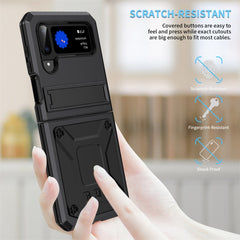 Metal Shock-proof Phone Case With Holder, For Samsung Galaxy Z Flip4, For Samsung Galaxy Z Flip3 5G, For Samsung Galaxy Z Fold4