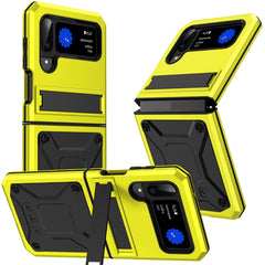 Metal Shock-proof Phone Case With Holder, For Samsung Galaxy Z Flip4, For Samsung Galaxy Z Flip3 5G, For Samsung Galaxy Z Fold4