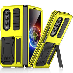 Metal Shock-proof Phone Case With Holder, For Samsung Galaxy Z Flip4, For Samsung Galaxy Z Flip3 5G, For Samsung Galaxy Z Fold4