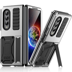 Metal Shock-proof Phone Case With Holder, For Samsung Galaxy Z Flip4, For Samsung Galaxy Z Flip3 5G, For Samsung Galaxy Z Fold4