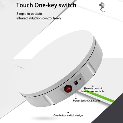 22cm Charging Rotating Display Stand Video Shooting Turntable, Load: 50kg, US Plug, EU Plug, UK Plug, AU Plug