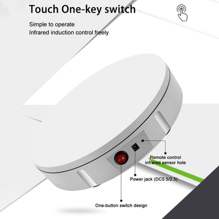 22cm Charging Rotating Display Stand Video Shooting Turntable, Load: 50kg, US Plug, EU Plug, UK Plug, AU Plug