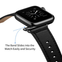 Genuine Leather Watch Band For Apple Watch Series, 7 45mm / 6&SE&5&4 44mm / 3&2&1 42mm, 7 41mm / 6&SE&5&4 40mm / 3&2&1 38mm